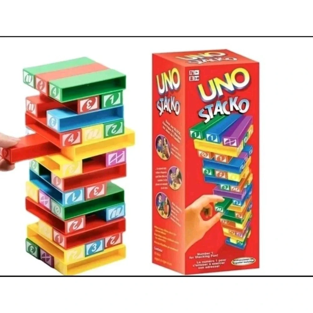 Vintage Uno Stacko Game EUC  Complete Mattel 1999‎ Stacking Blocks Game